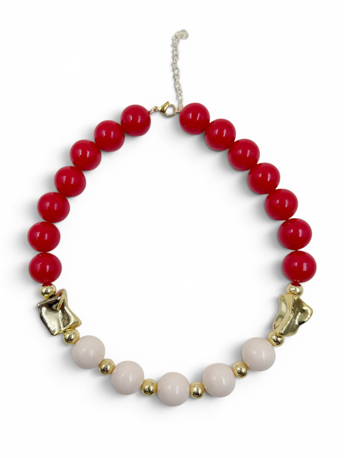 Collar Chunky Caramelo con esferas de diferentes tamaños, detalles de acabado orgánico y cierre ajustable para mujer.