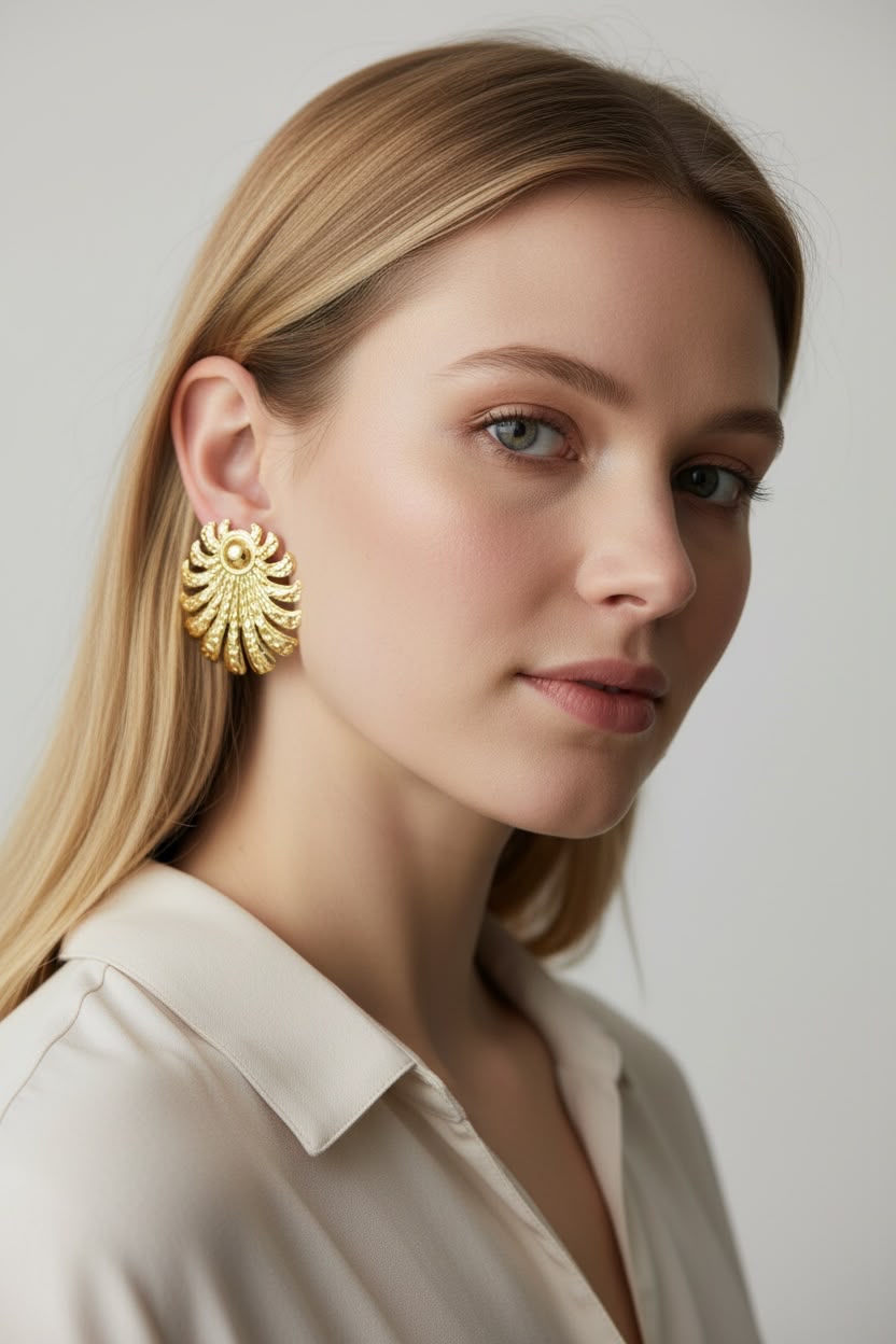 Aretes grandes de diseño llamativo para complementar looks femeninos y modernos.