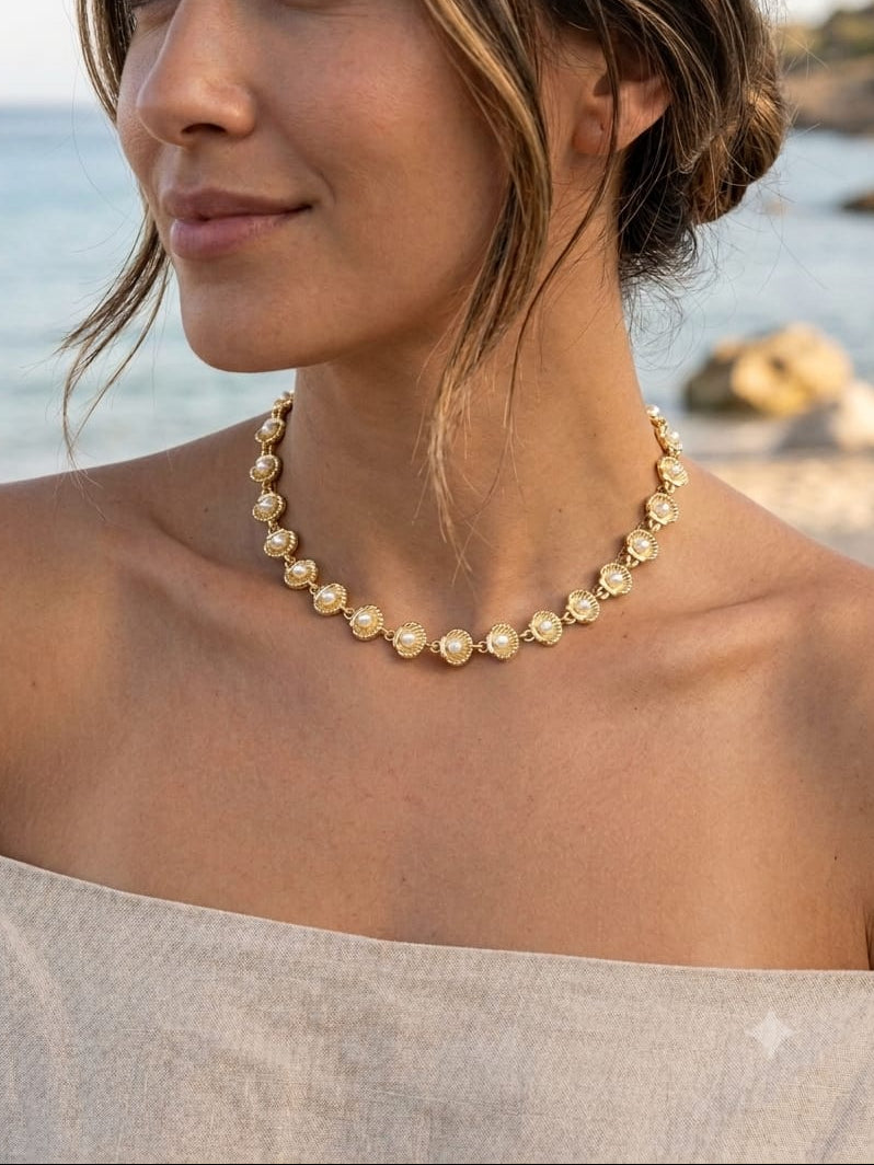 Collar concha con perla