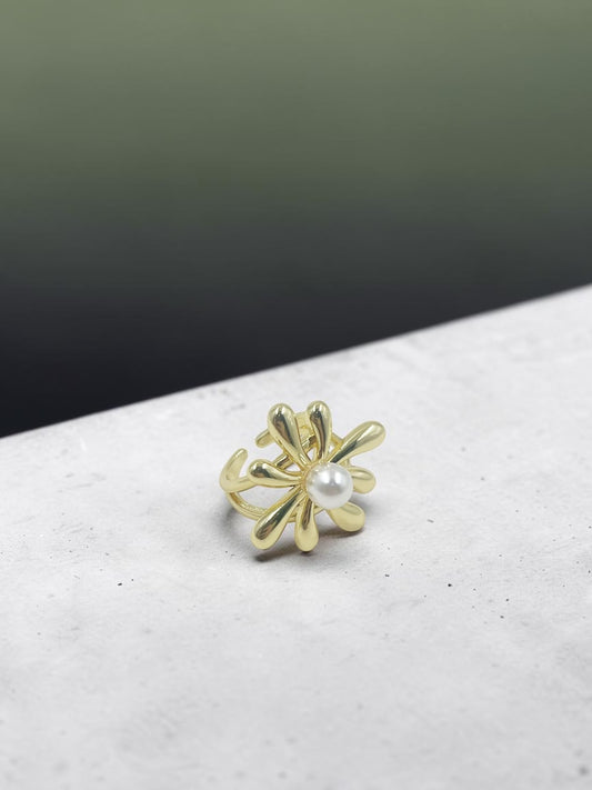 Anillo Flor Centro Perlado