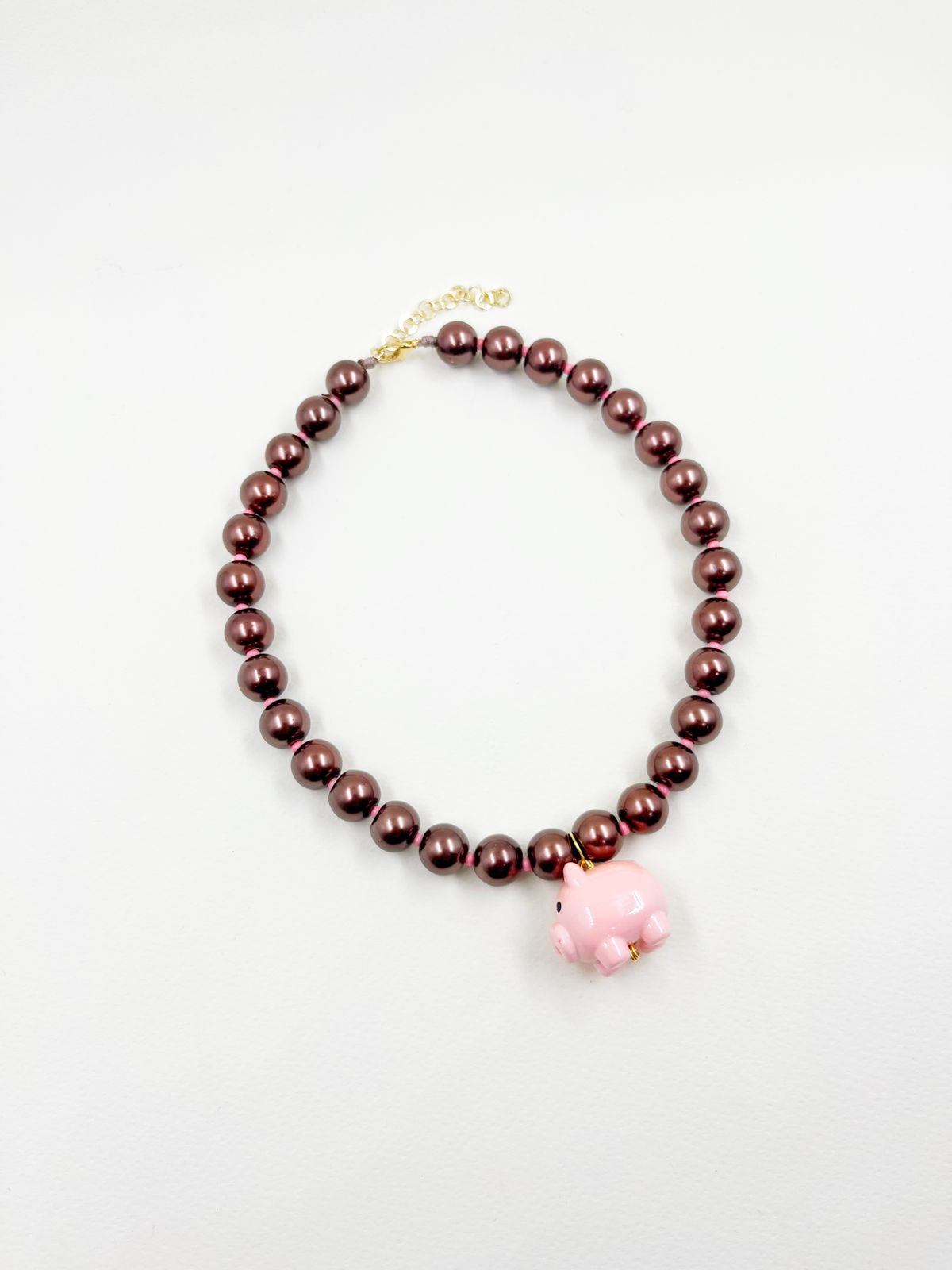 Collar Cerdito Chocolatoso artesanal