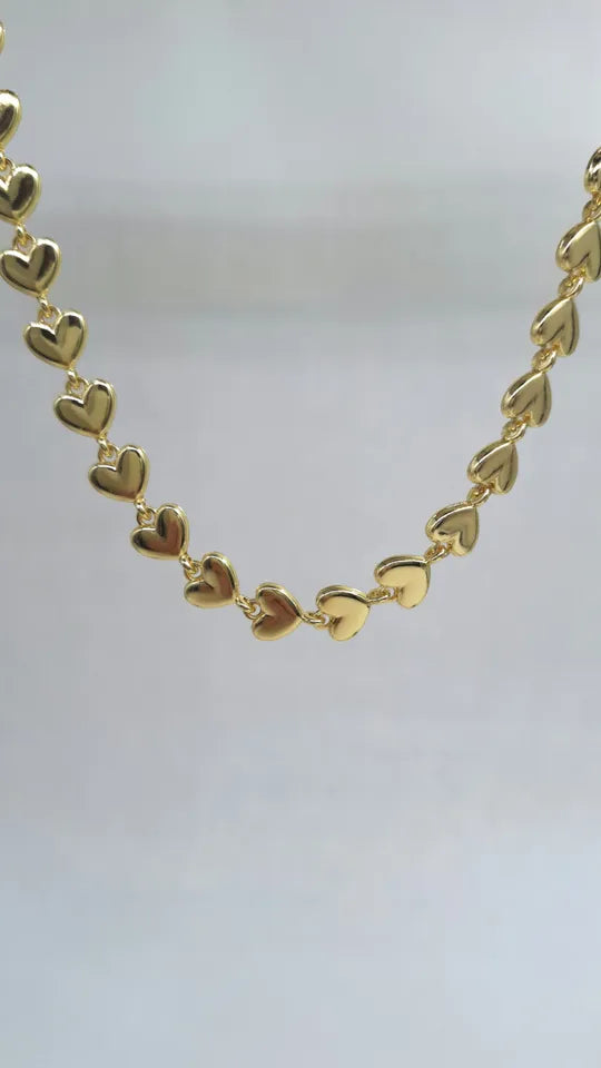 Collar Corazón en rodio con cadena ajustable y broche pico loro