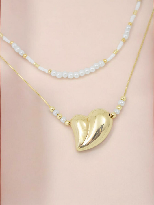 Collar Corazón Perlado