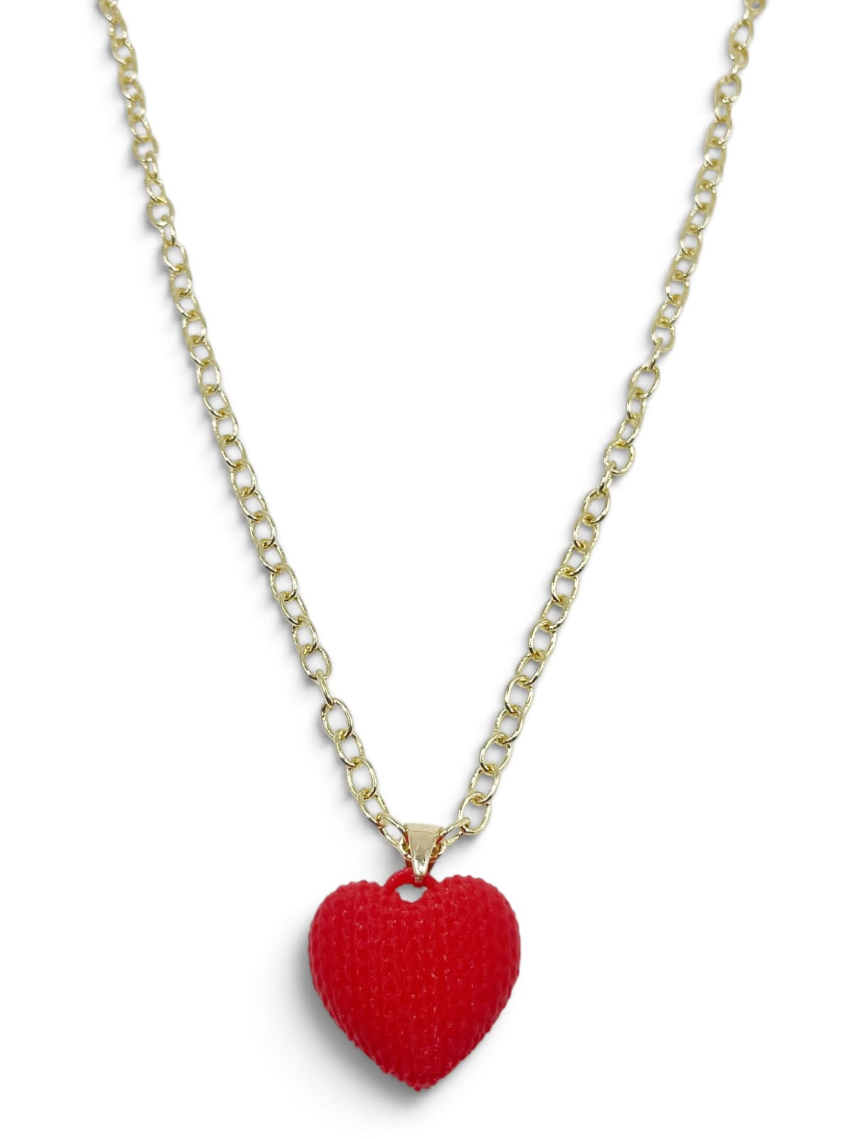 Collar chunky dorado con cadena de eslabones y corazón 3D de resina