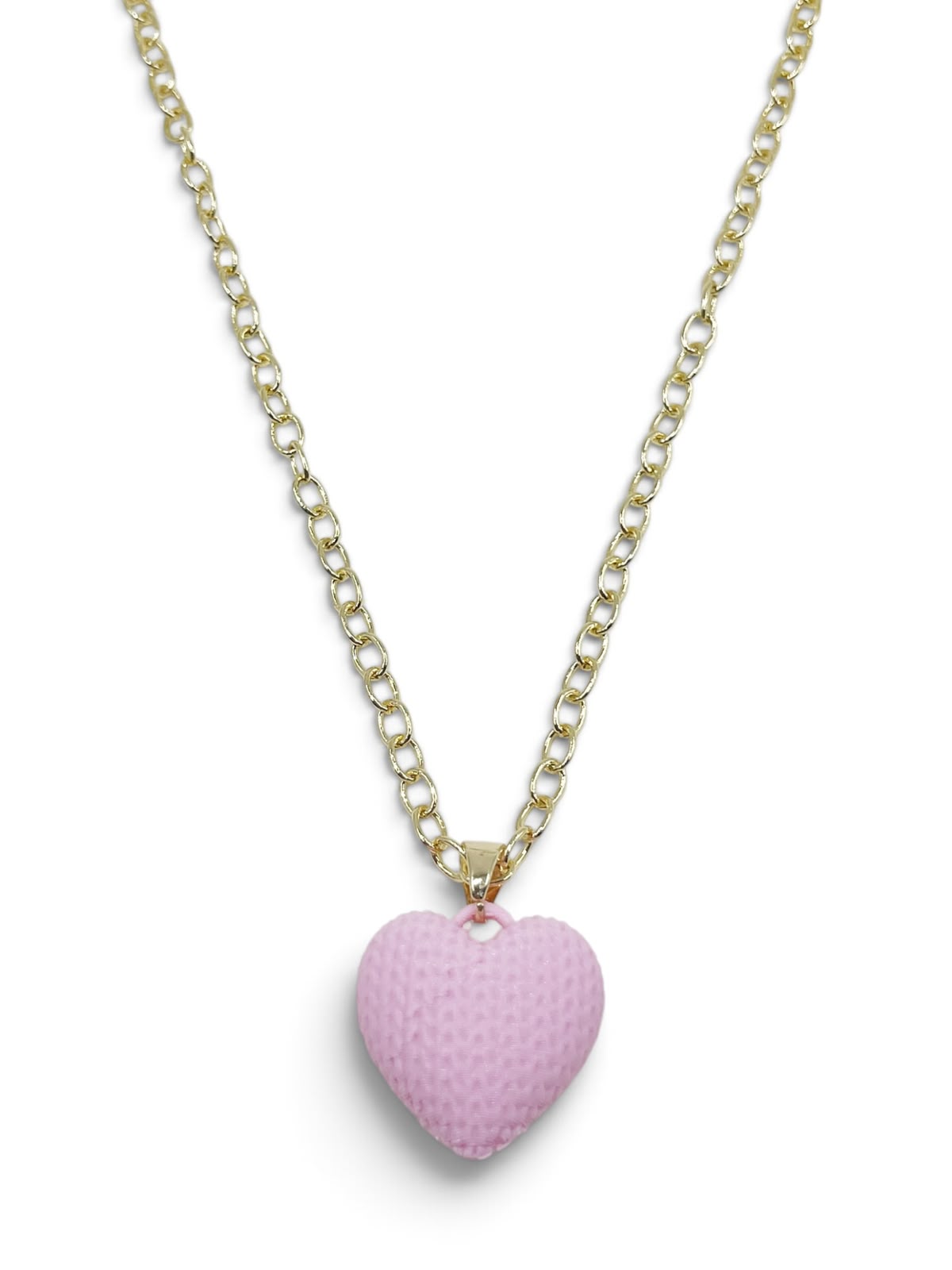 Collar chunky dorado con cadena de eslabones y corazón 3D de resina