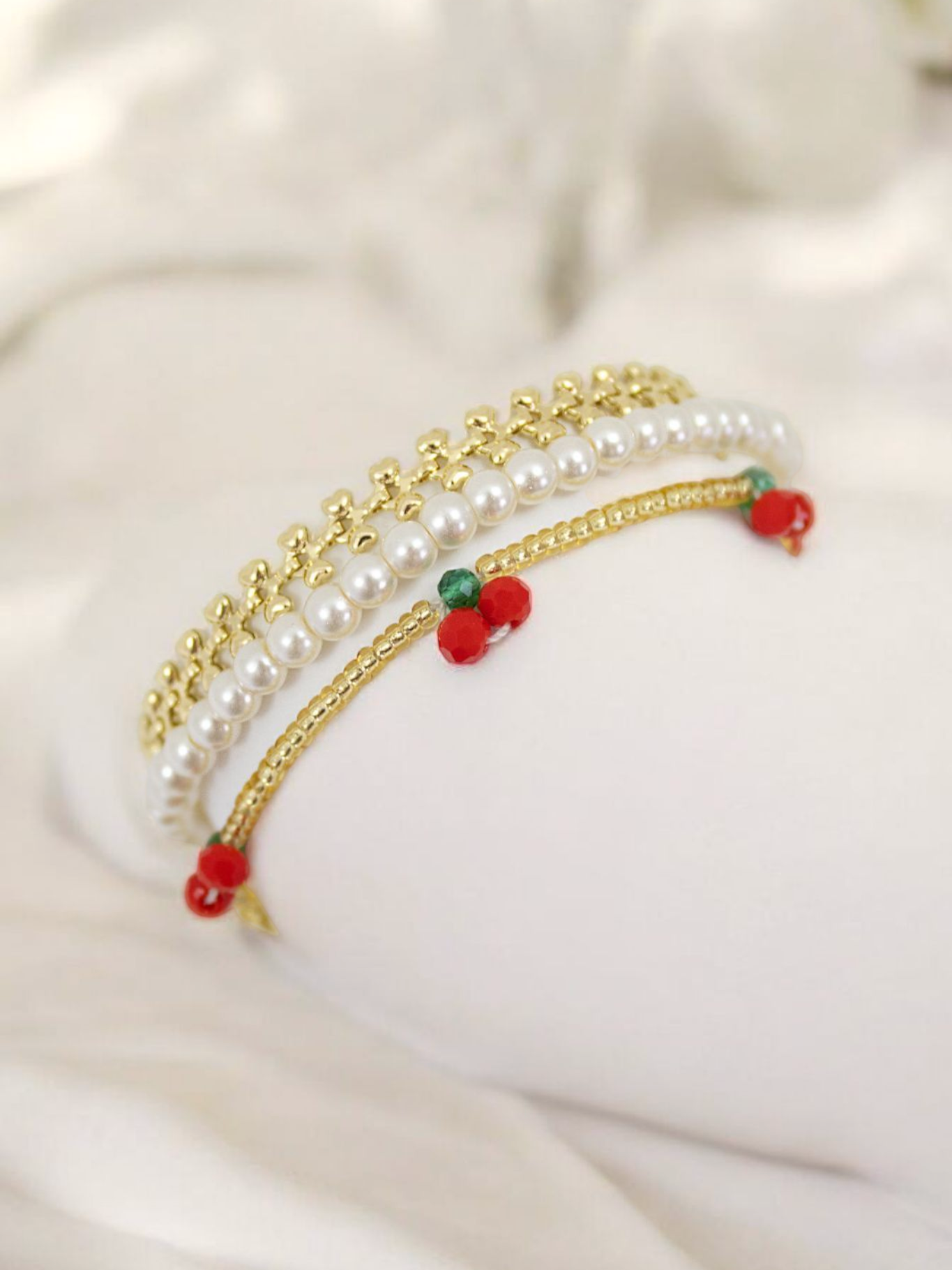 Pulsera Mini Cerezas Perladas