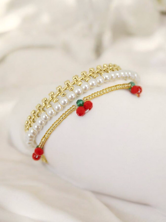 Pulsera Mini Cerezas Perladas