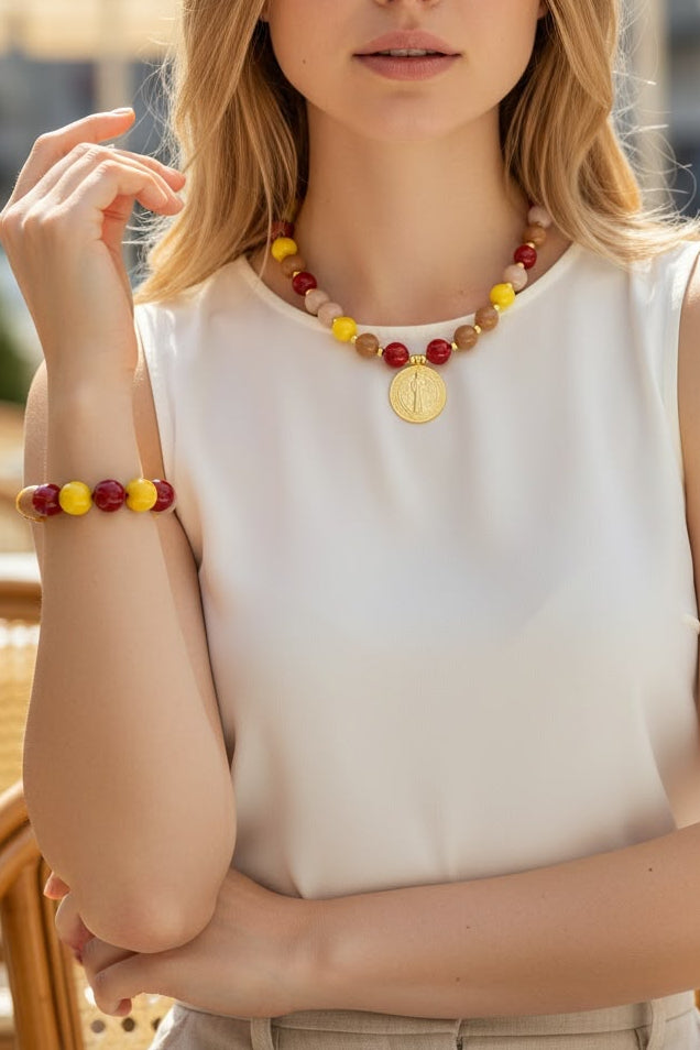 Pulsera chunky de esferas acrílicas inyectadas con diseño de bola tipo ábaco