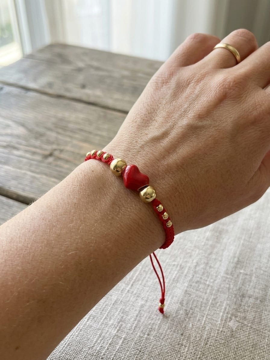 Pulsera artesanal con dije de corazón voluminoso y diseño delicado. Una pieza romántica, moderna y versátil para complementar tu estilo.