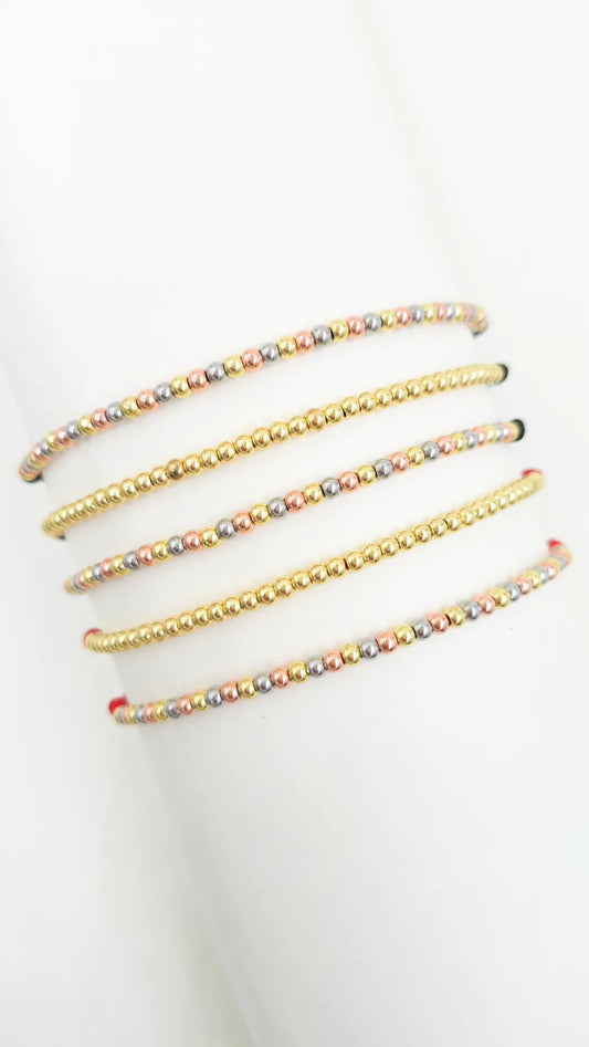 Pulsera Mini Balines en hilo coreano con balines rodinados de 3mm y nudo corredizo.